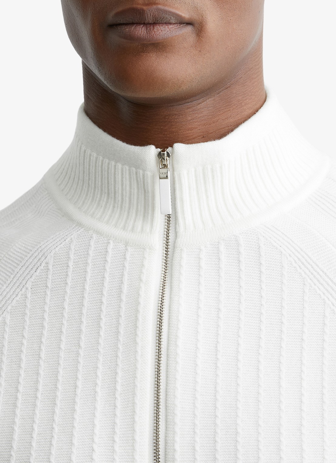 Reiss Aldershop grofgebreid trui met halve rits - detail 5 wit