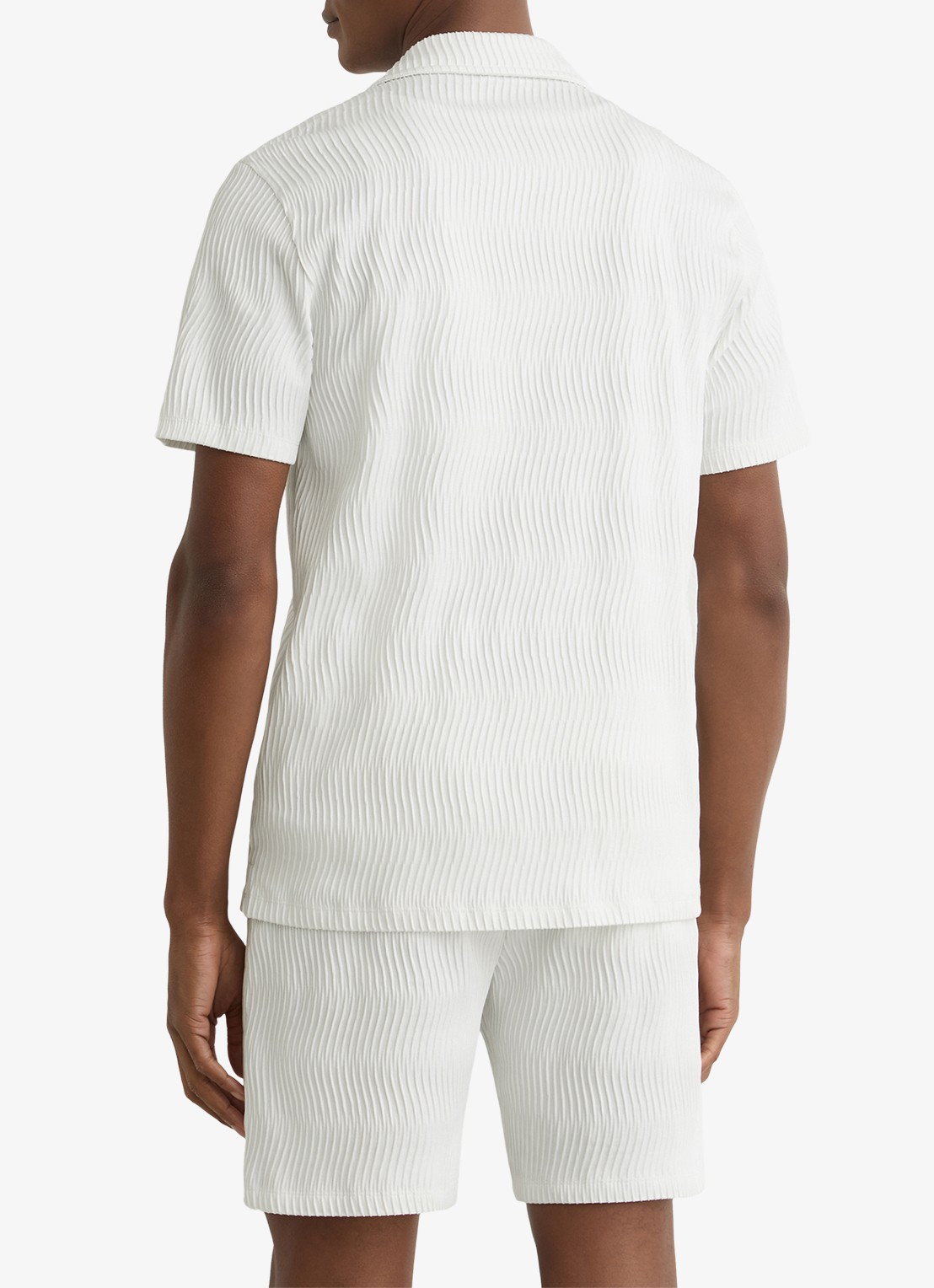 Reiss Aleo overhemd met structuur  - achterkant 3 white / wit