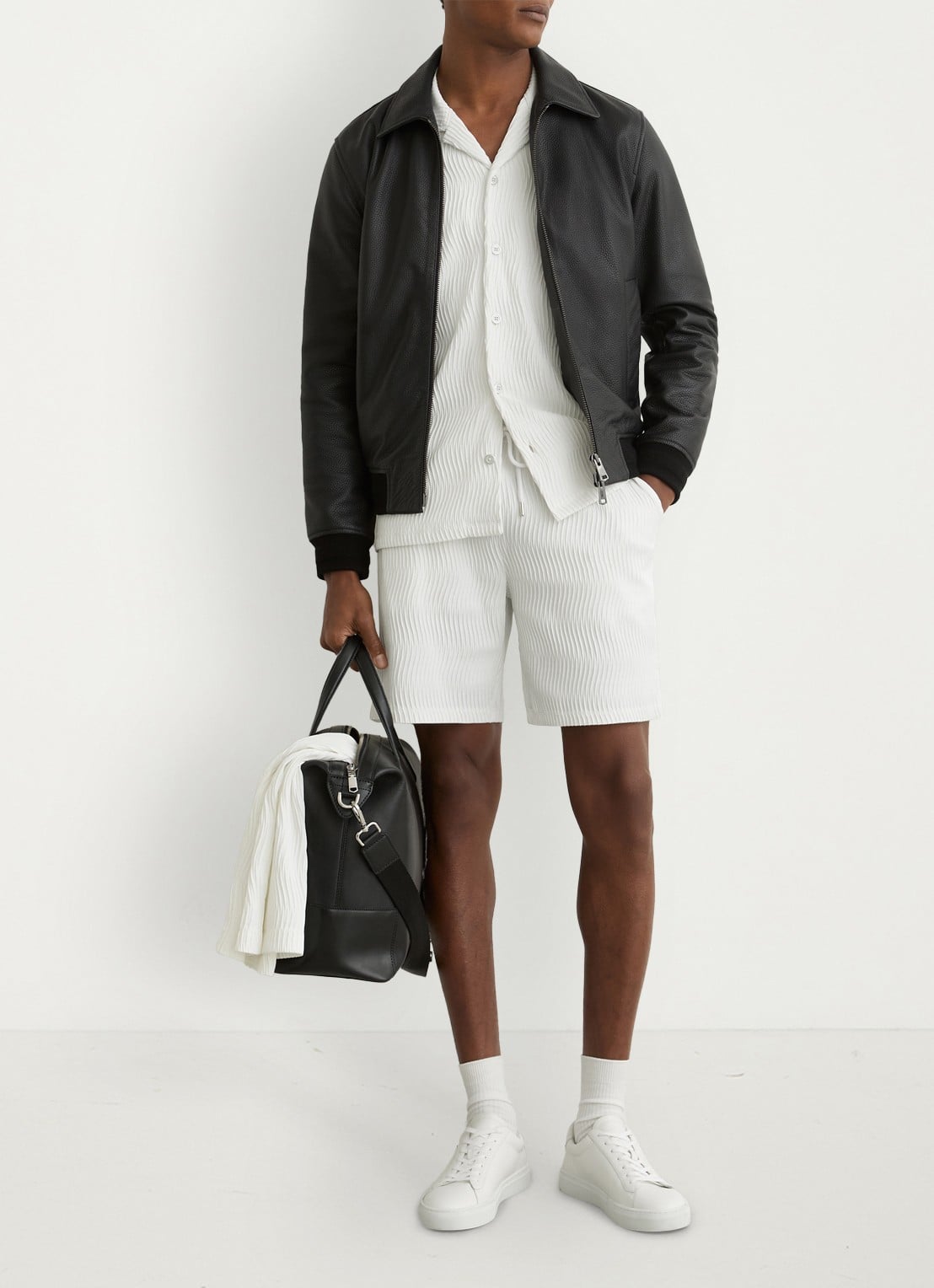 Reiss Aleo overhemd met structuur  - voorkant 2 white / wit