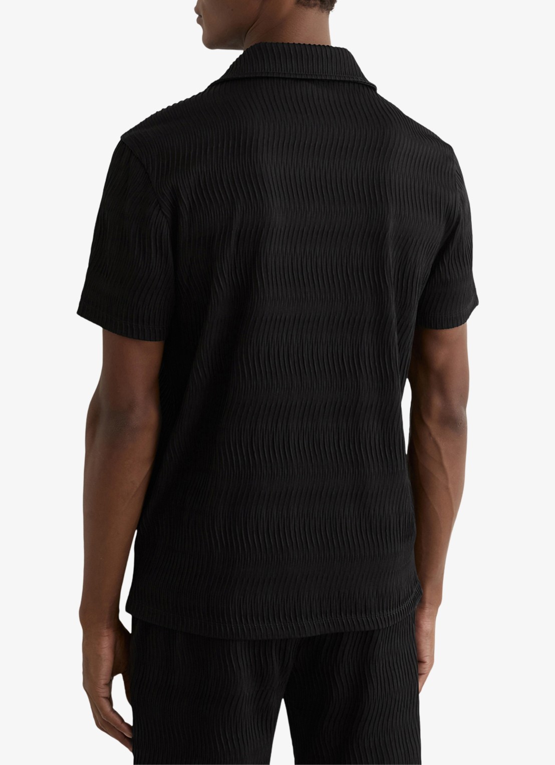 Reiss Aleo overhemd met structuur  - achterkant 6 black / zwart