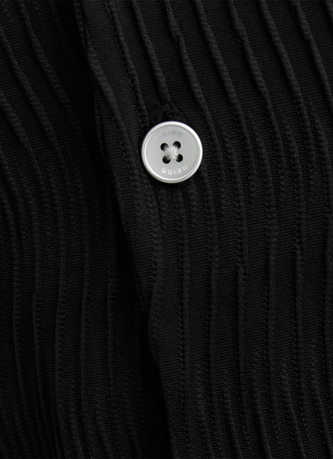 Reiss Aleo overhemd met structuur  - detail 4 black / zwart