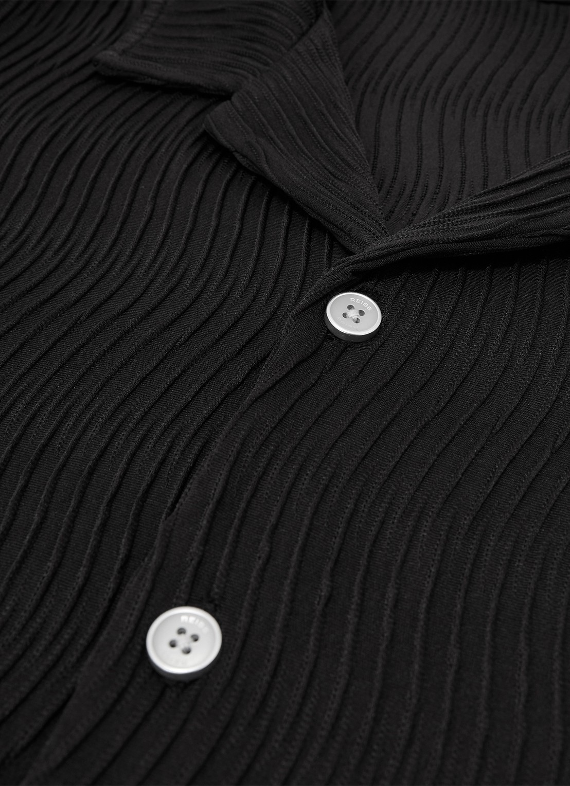 Reiss Aleo overhemd met structuur  - detail 5 black / zwart