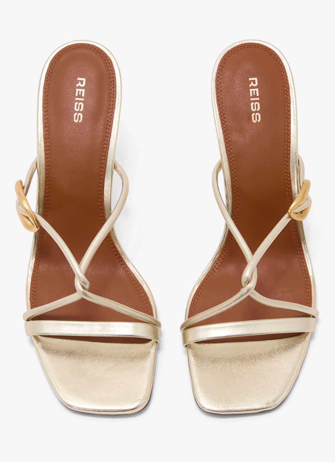 Reiss Alex muiltje van leer met metallic finish - detail 3 goud