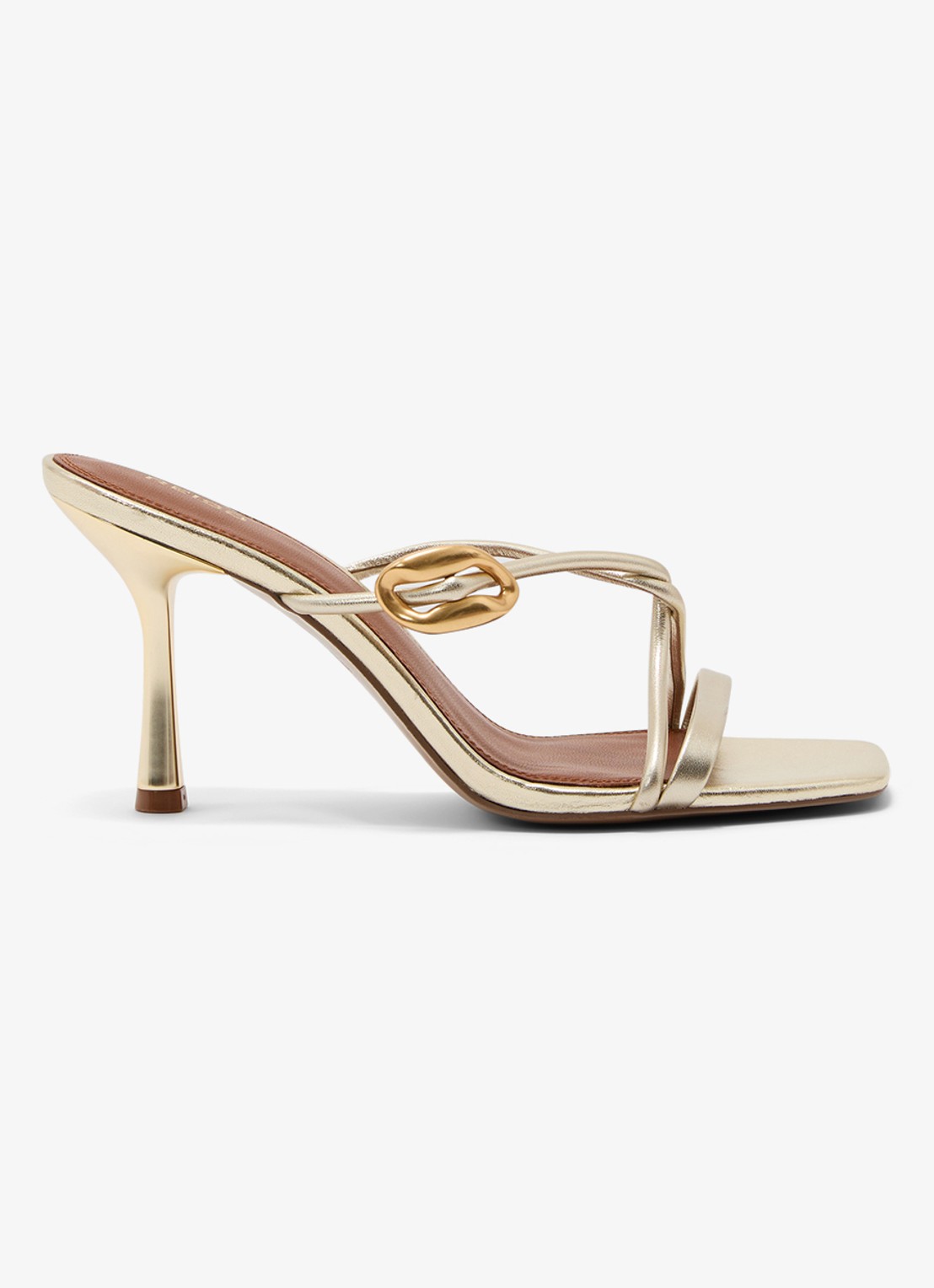 Reiss Alex muiltje van leer met metallic finish - voorkant 2 goud