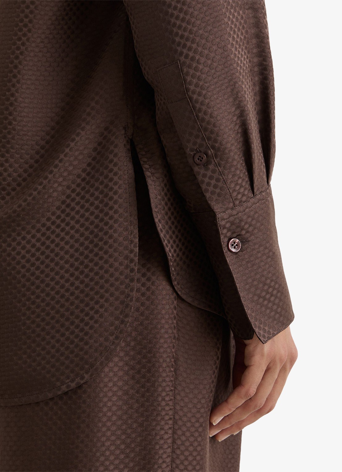 Reiss Aliana blouse met jacquard dessin - detail 6 bruin