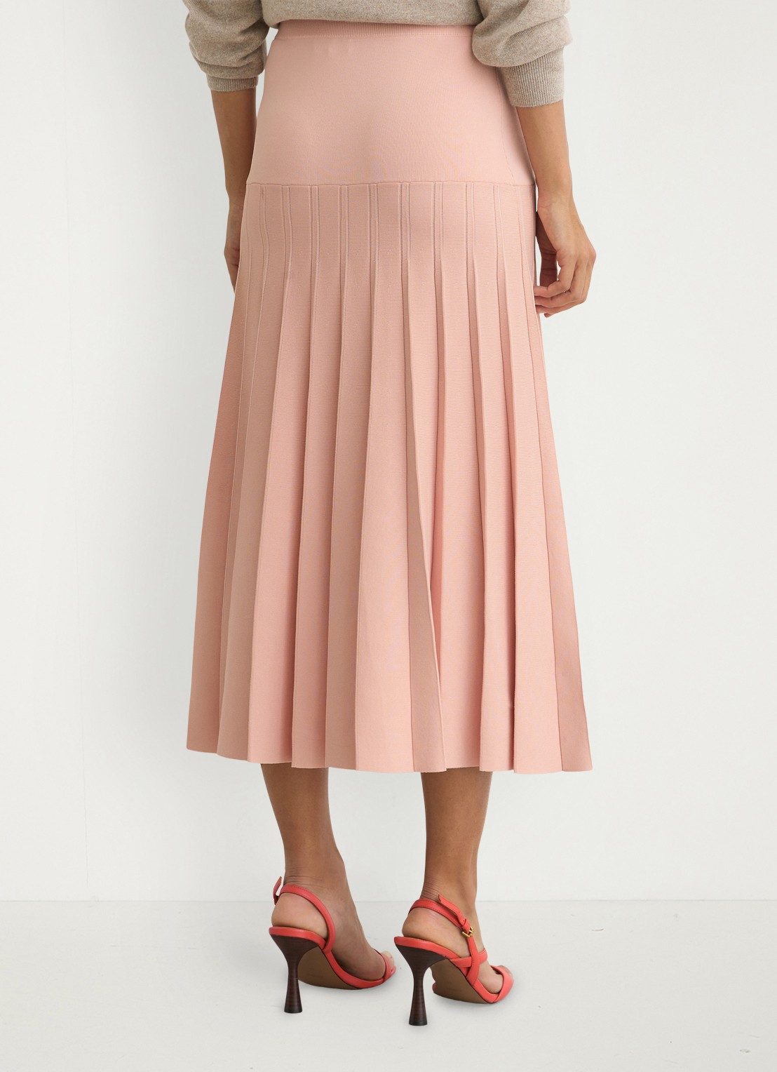 Reiss Alice midi rok met plooien - achterkant 6 oudroze