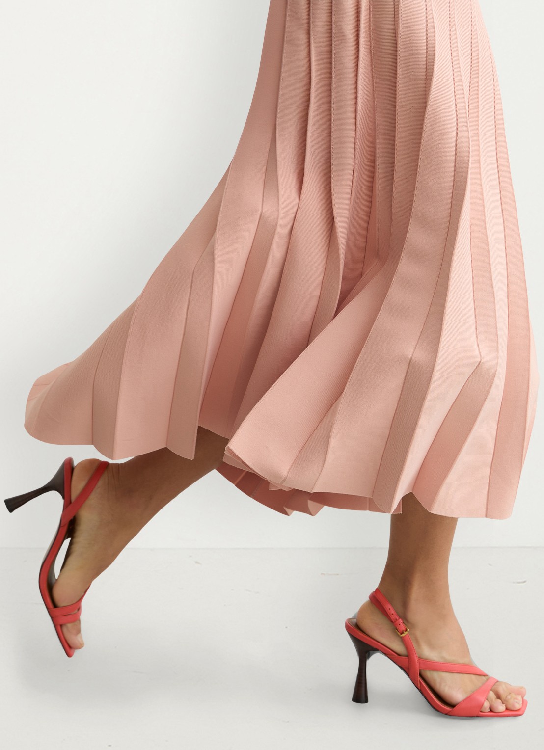 Reiss Alice midi rok met plooien - detail 2 oudroze