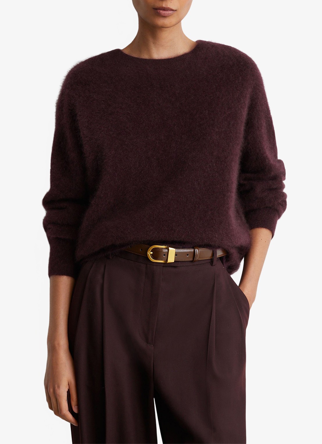 Reiss Alina fijngebreide pullover van kasjmier - detail 4 aubergine