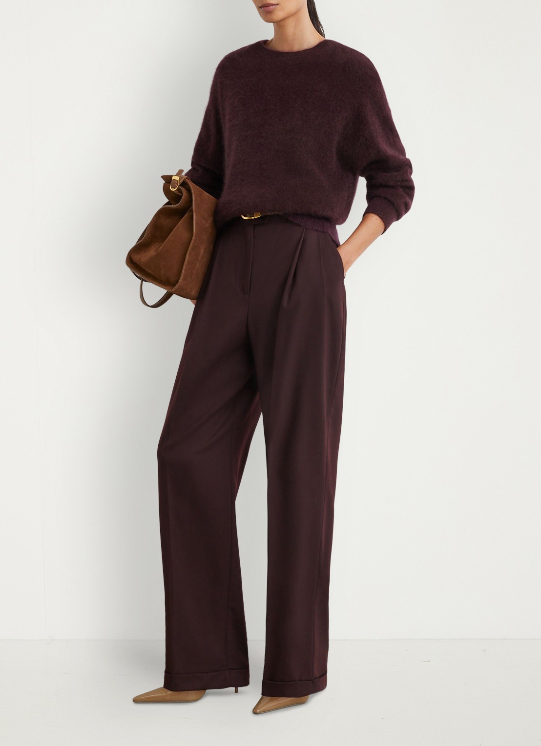 Reiss Alina fijngebreide pullover van kasjmier - voorkant 2 aubergine