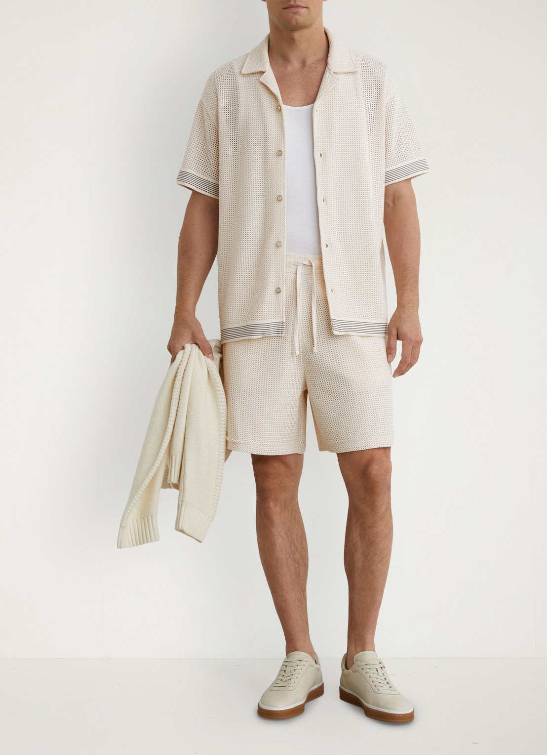 Reiss Aliso overhemd van crochet - voorkant 2 creme