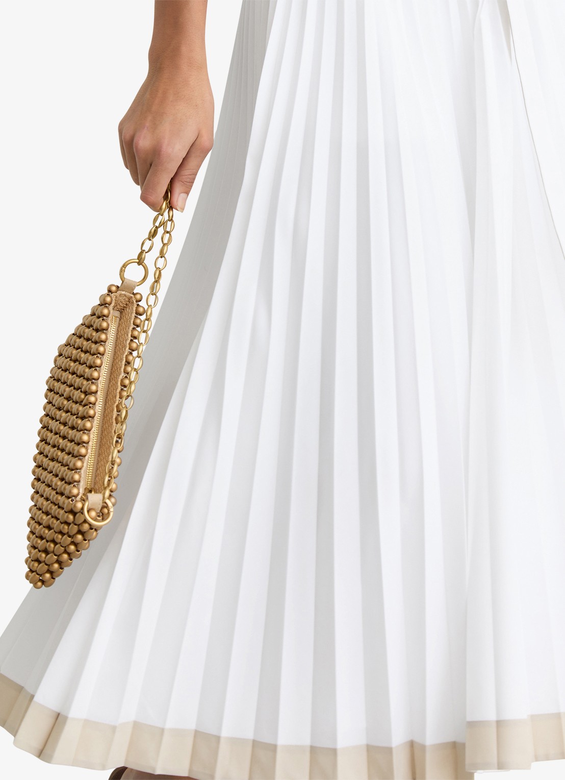 Reiss Allora midi A-lijn rok met plooien en ceintuur - detail 6 wit