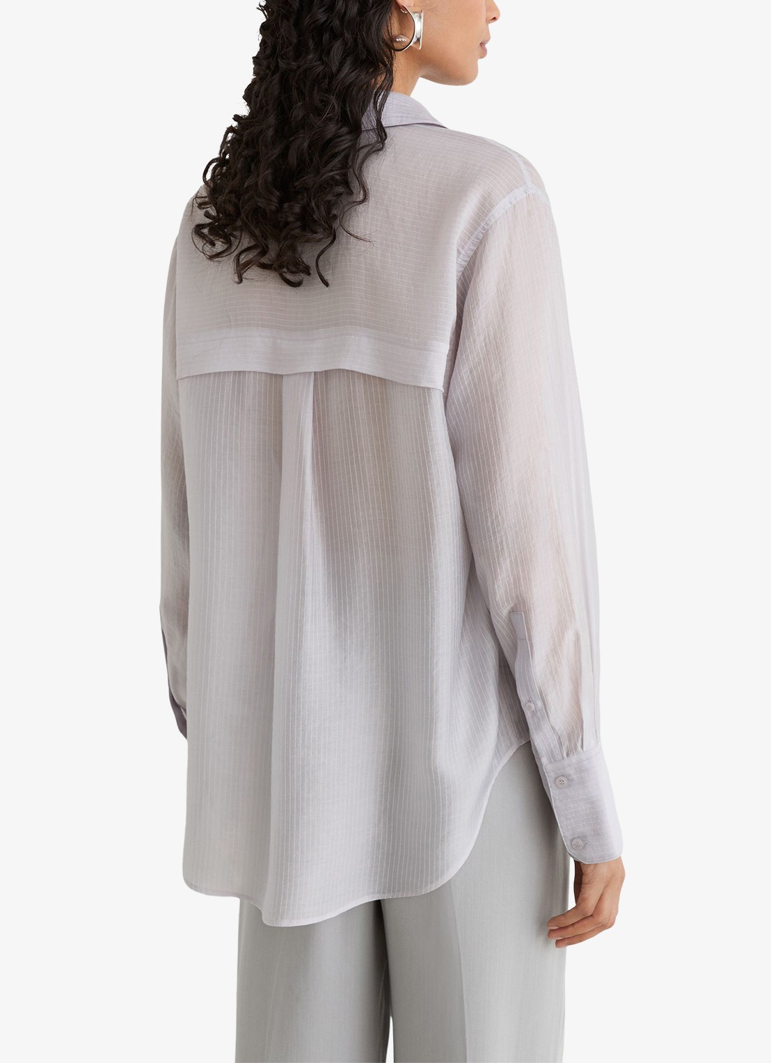 Reiss Ally blouse met streepprint - achterkant 7 blauwgrijs