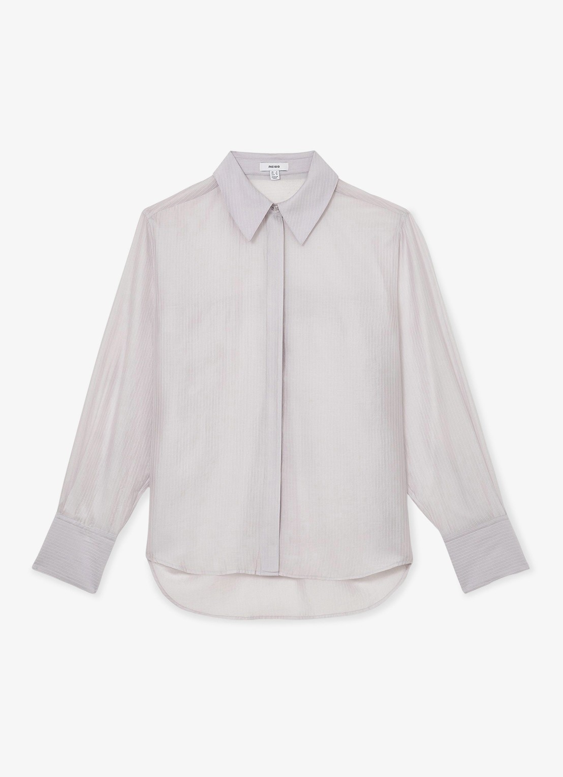 Reiss Ally blouse met streepprint - voorkant blauwgrijs