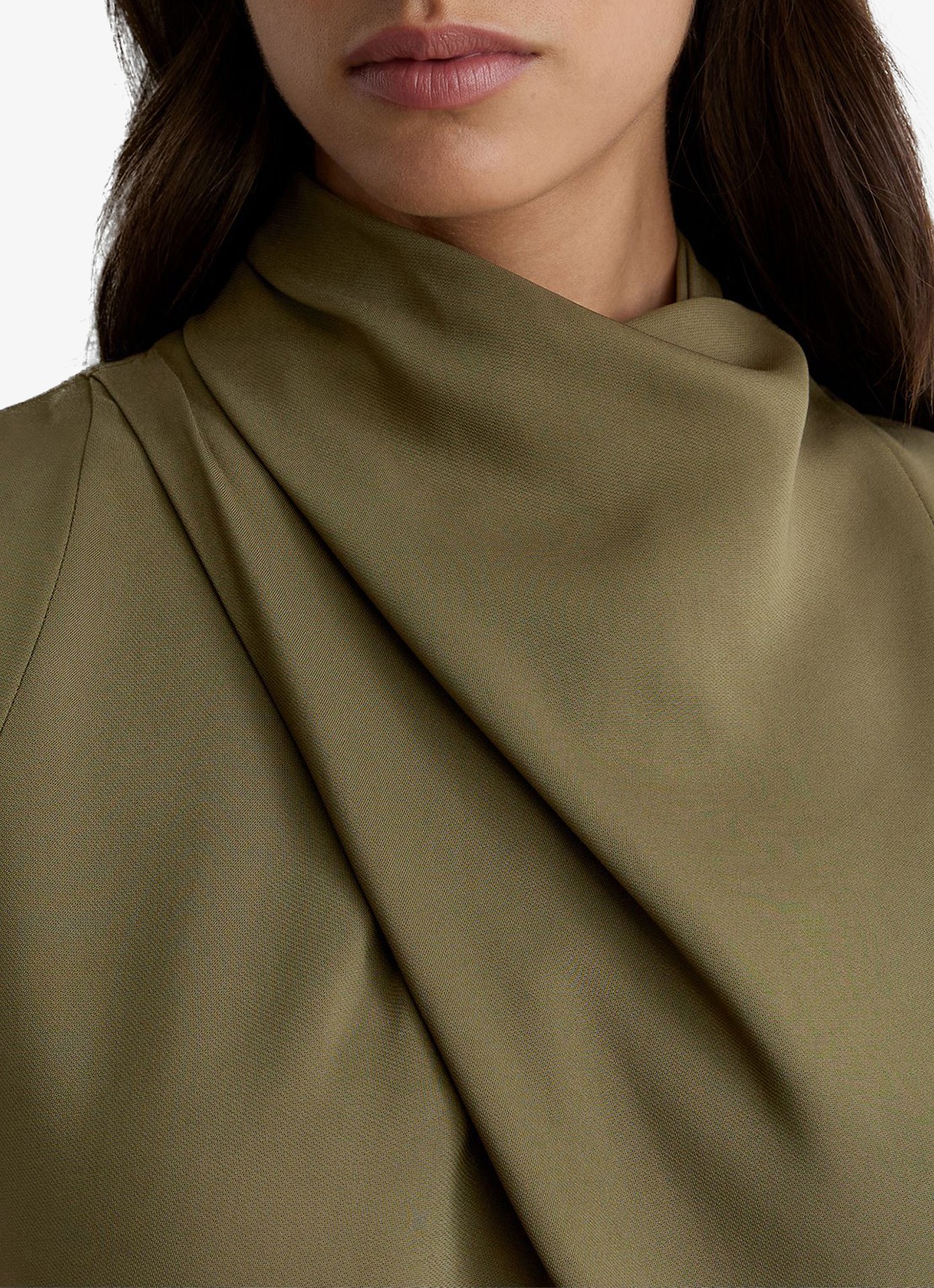Reiss ALMA midi A-lijn jurk met plooien  - detail 5 khaki