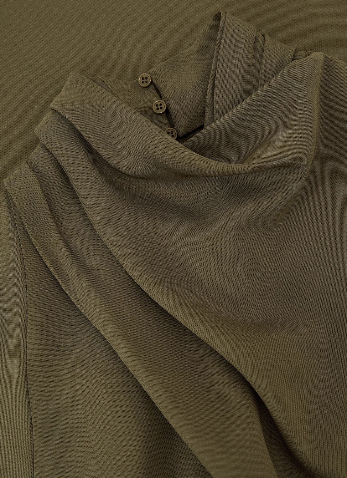 Reiss ALMA midi A-lijn jurk met plooien  - detail 7 khaki