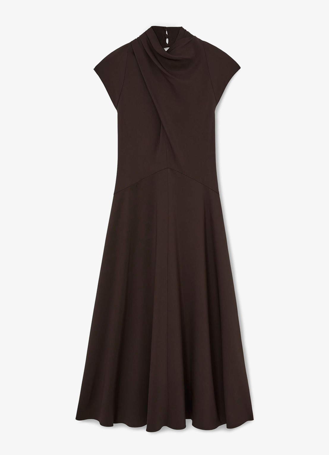 Reiss ALMA midi A-lijn jurk met plooien  - voorkant 4 aubergine