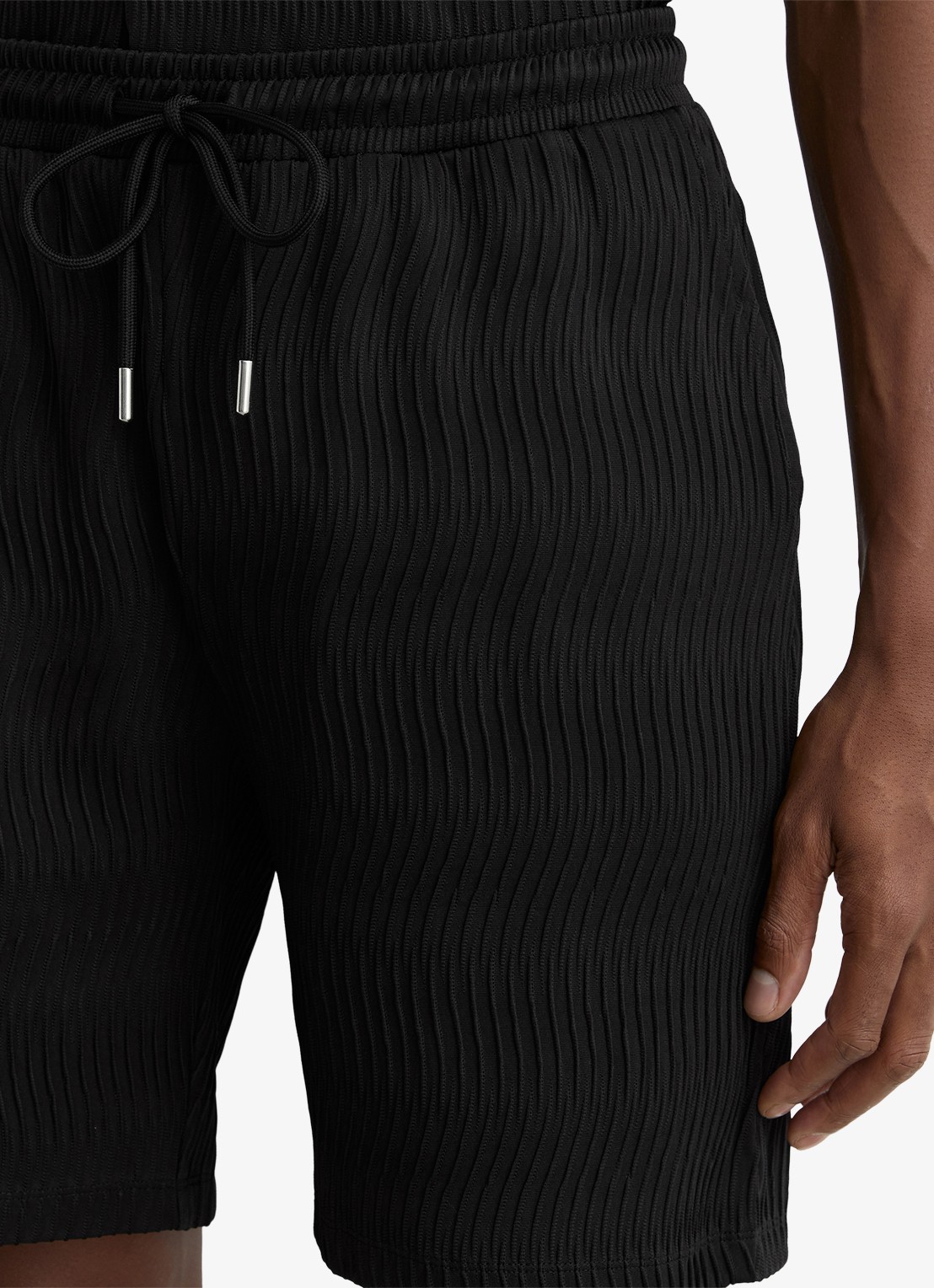 Reiss Alvo korte broek met structuur - detail 5 black / zwart