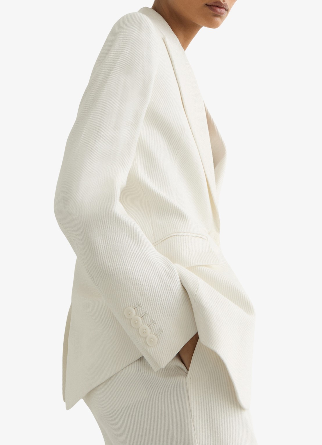 Reiss Alyx blazer in linnenblend met klepzakken - detail 5 wit