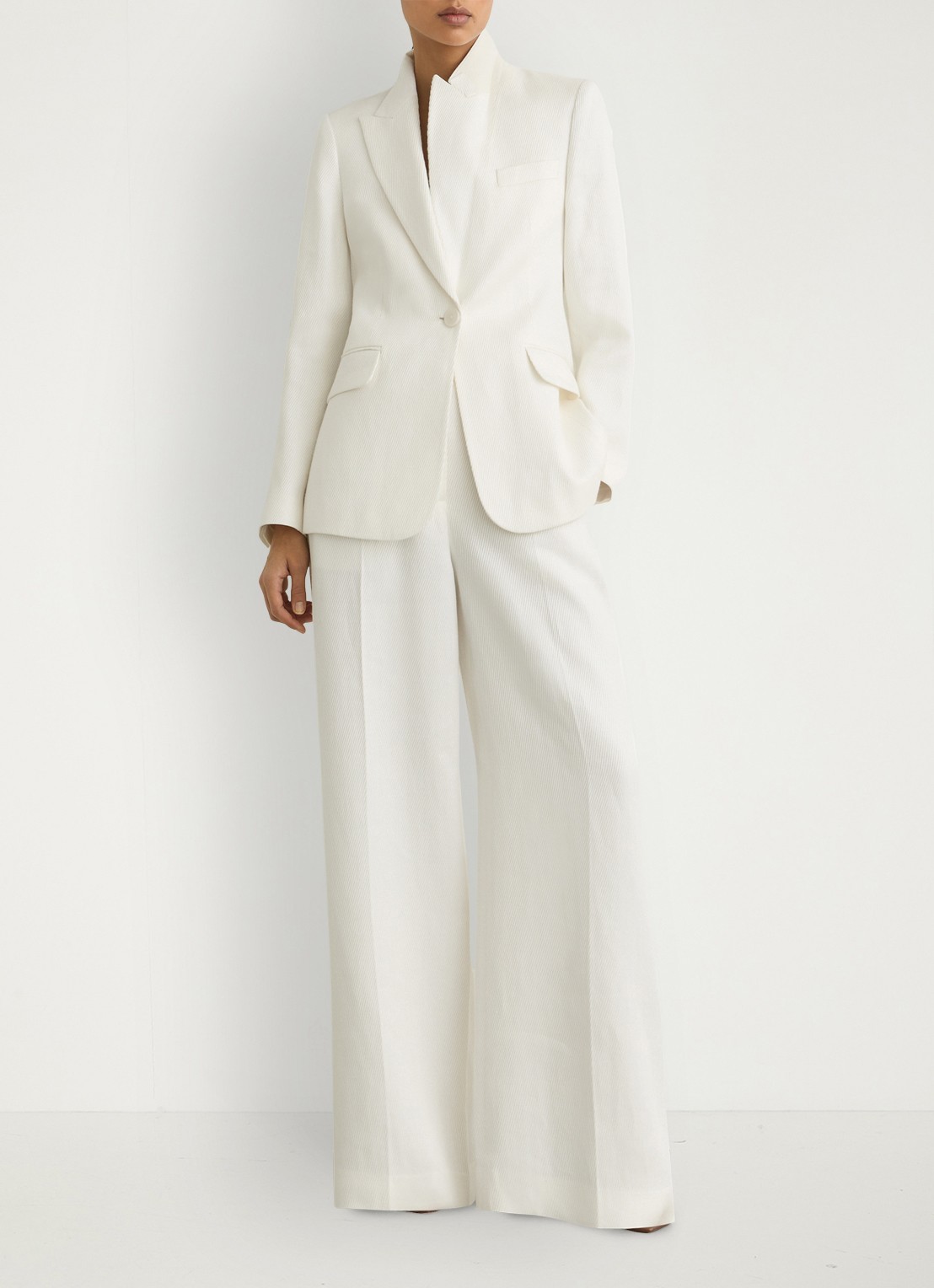 Reiss Alyx blazer in linnenblend met klepzakken - voorkant 7 wit