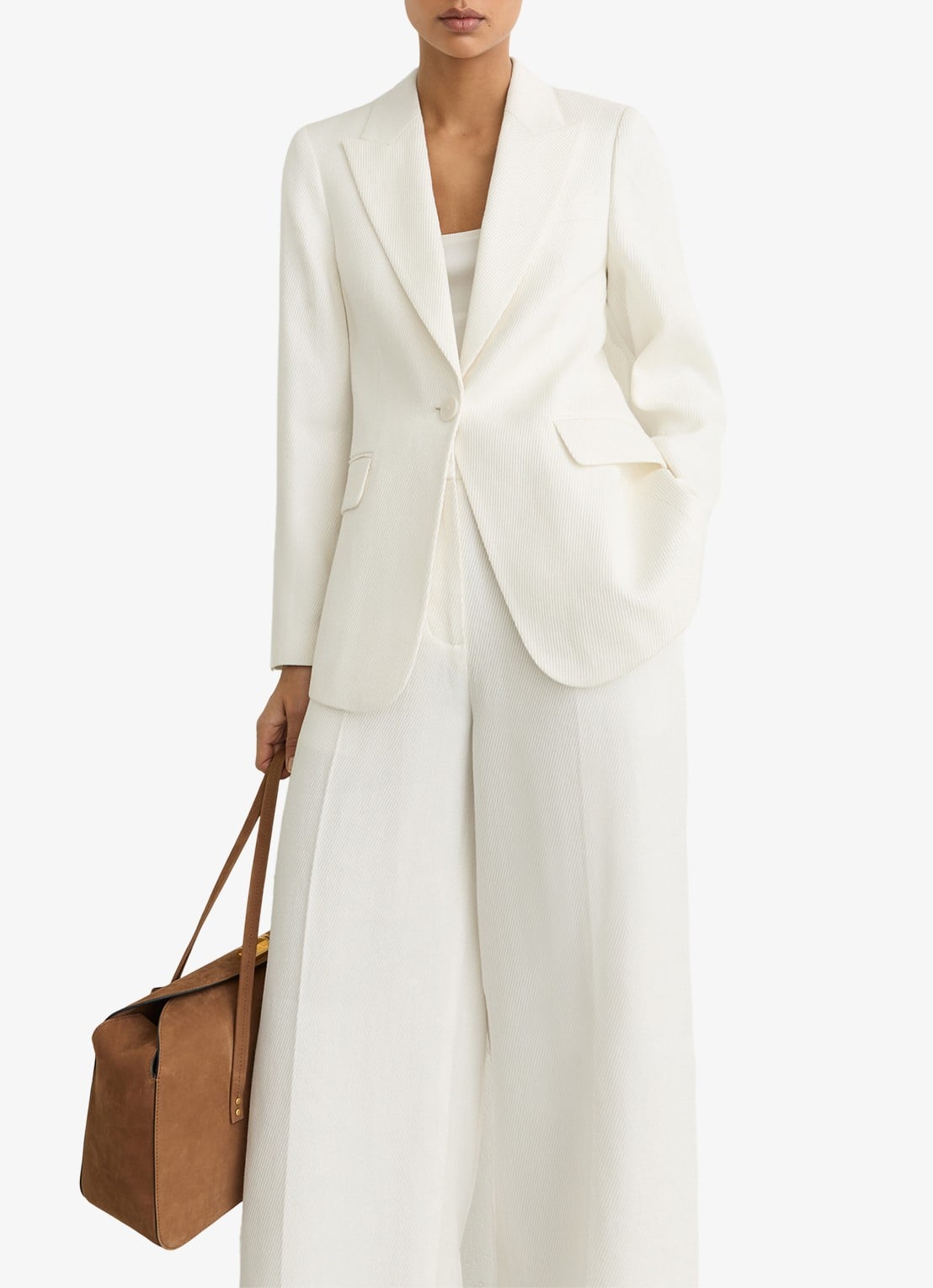 Reiss Alyx blazer in linnenblend - detail 4 wit