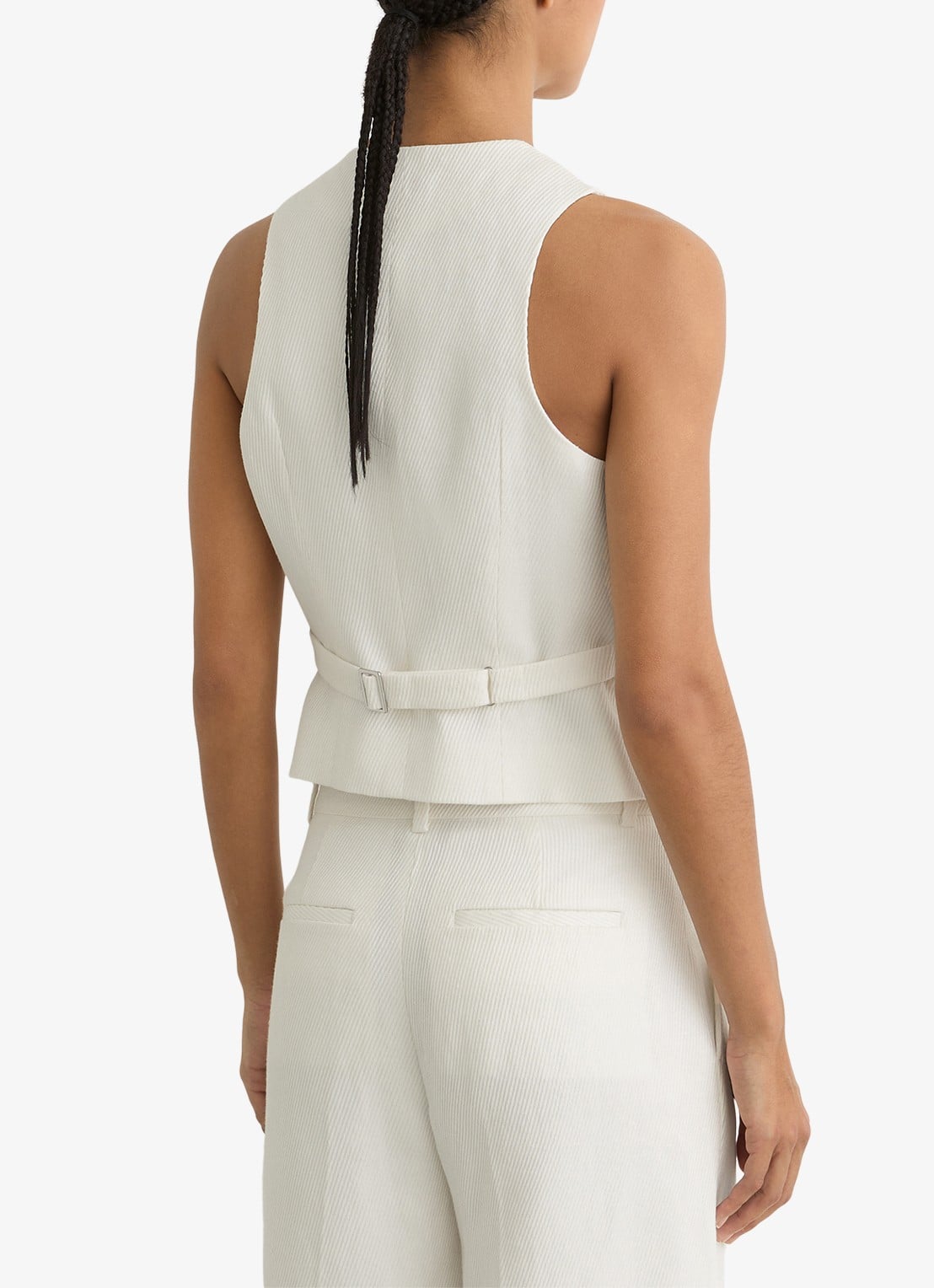 Reiss Alyx gilet in linnenblend met structuur - achterkant wit