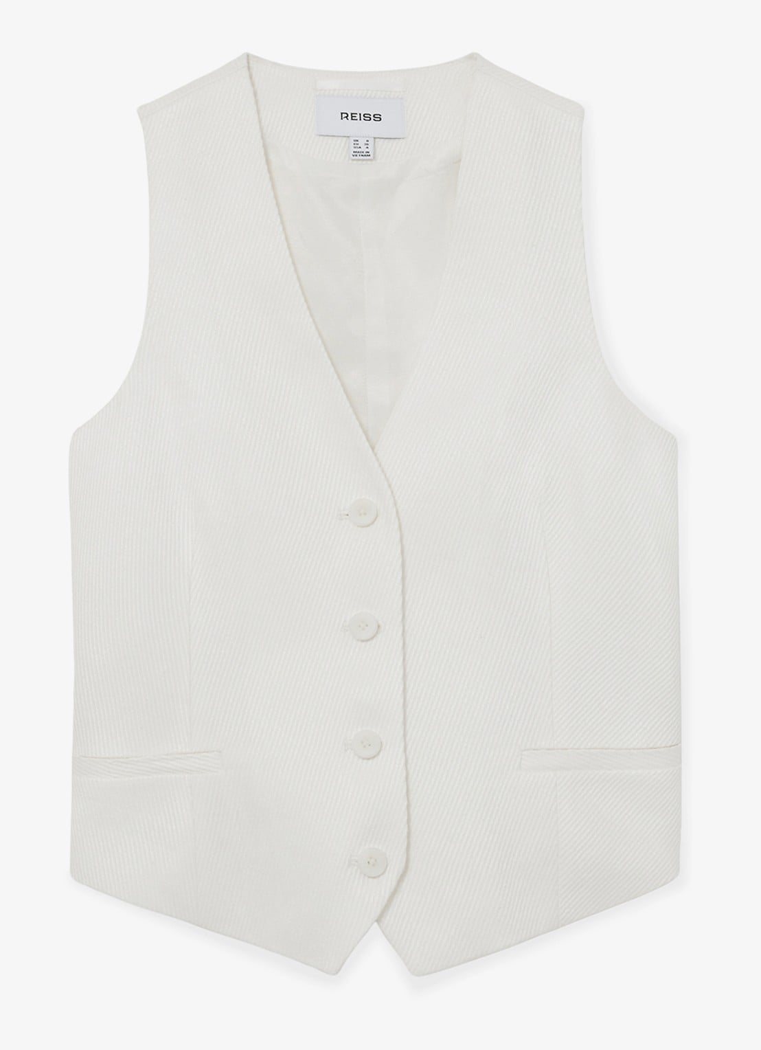 Reiss Alyx gilet in linnenblend met structuur - voorkant 2 wit