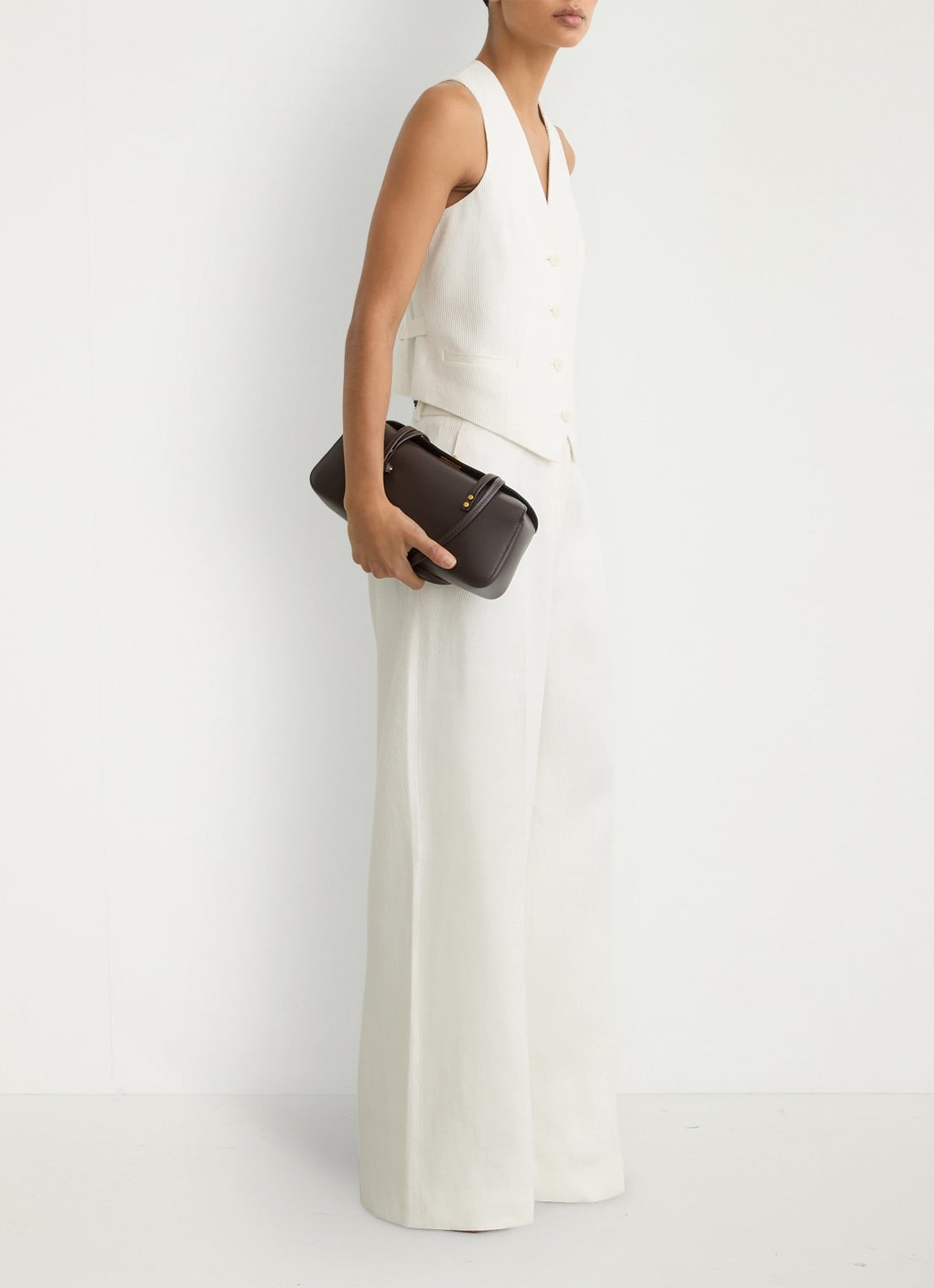 Reiss Alyx gilet in linnenblend met structuur - voorkant 3 wit