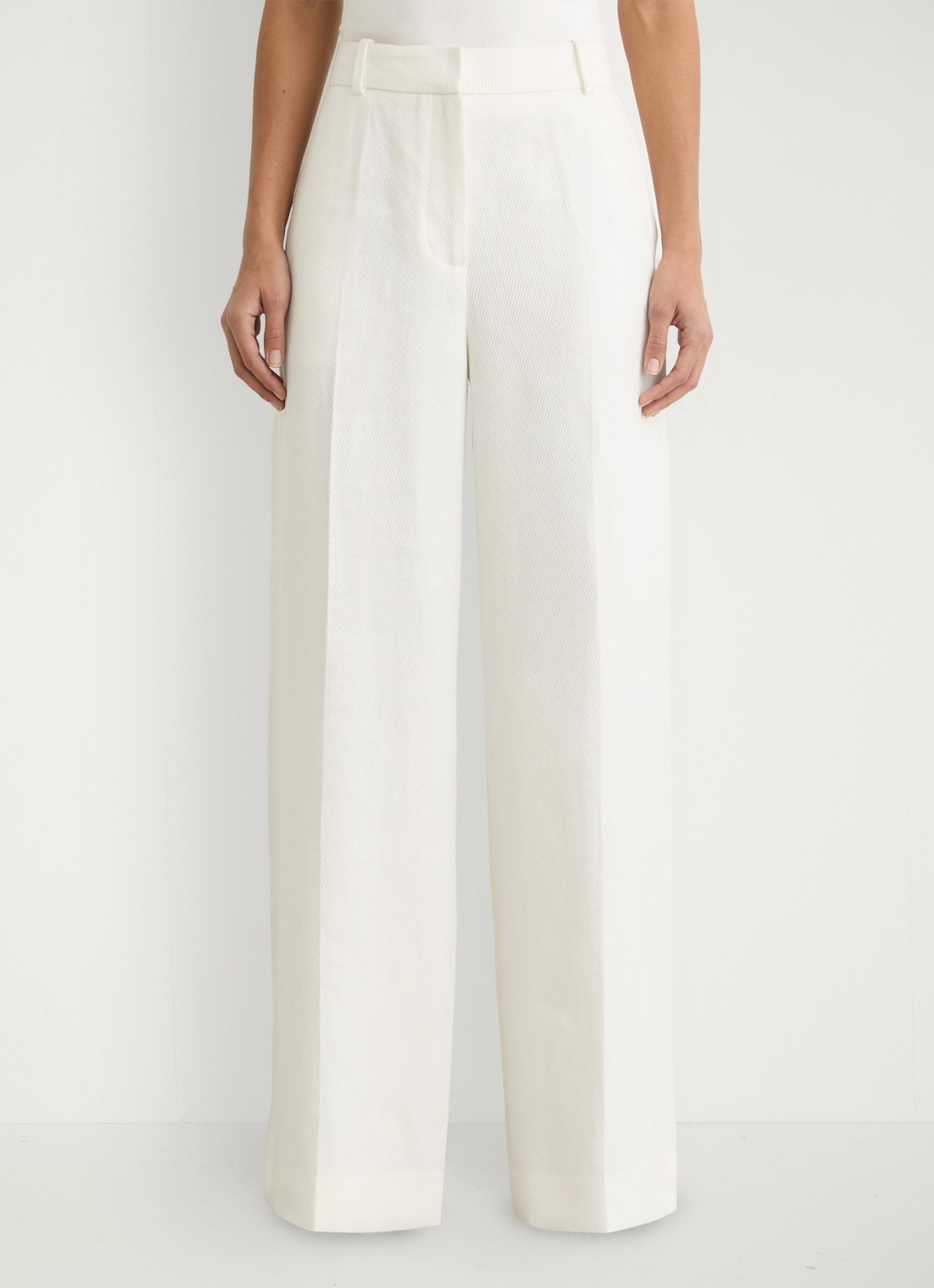 Reiss Alyx high waist wide fit pantalon in linnenblend - detail 4 wit