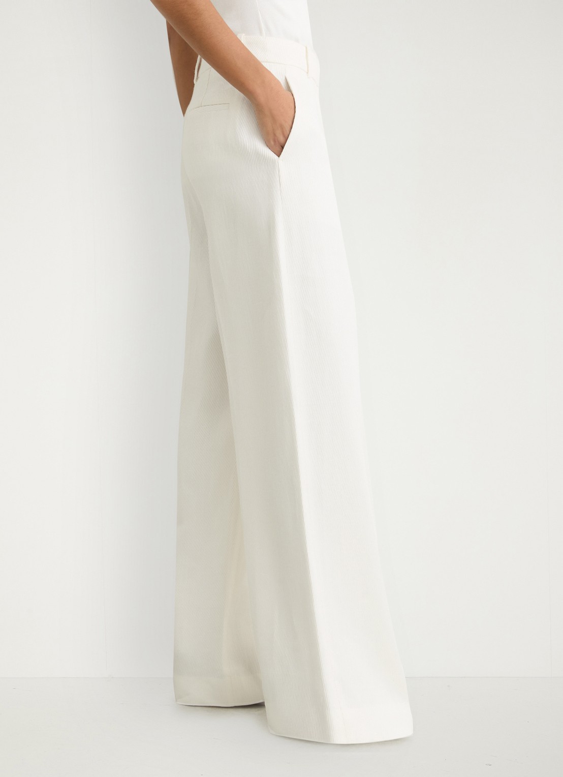 Reiss Alyx high waist wide fit pantalon in linnenblend - detail 5 wit