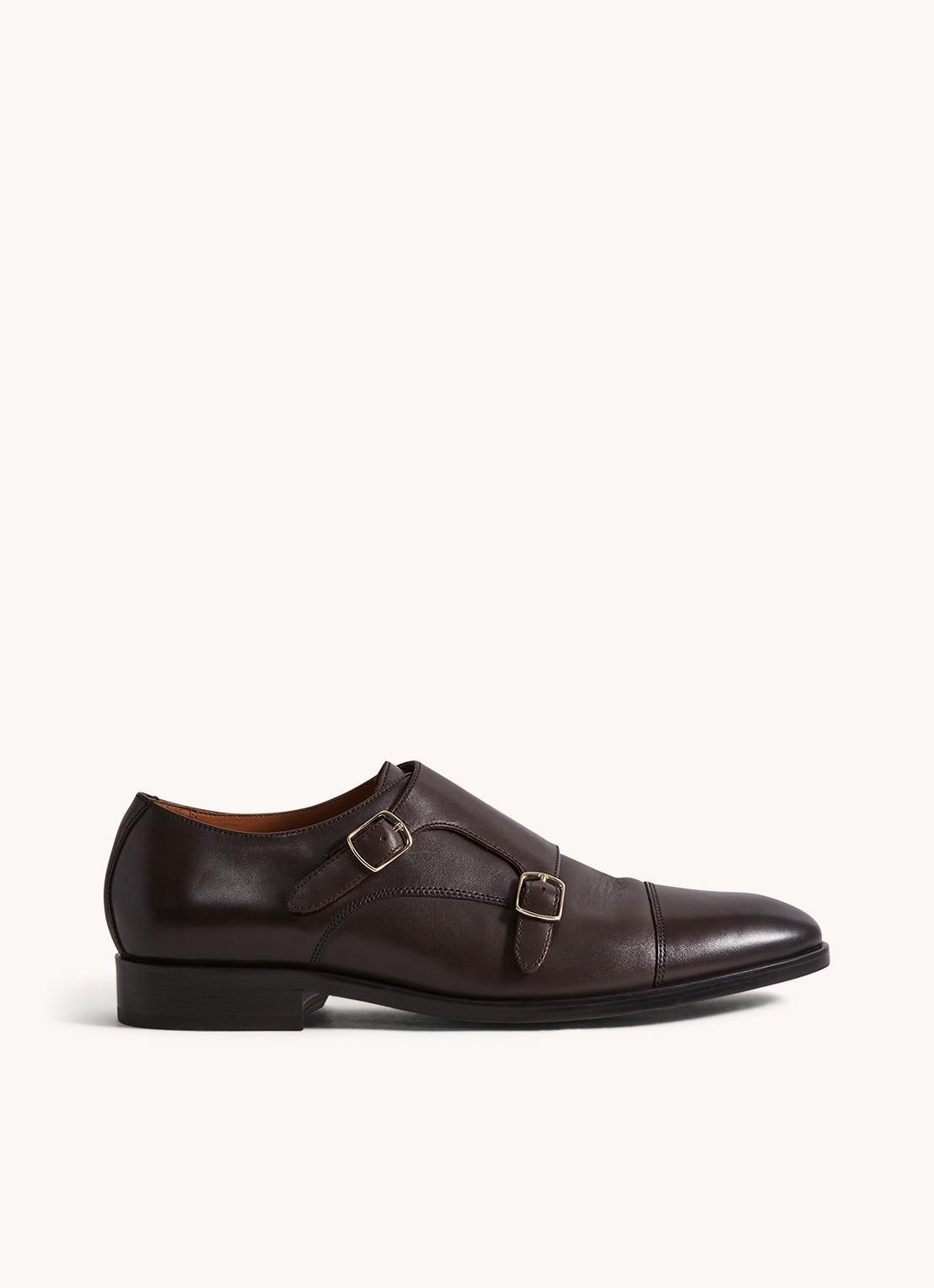 Reiss Amalfi gespschoen van leer - voorkant 3 donkerbruin