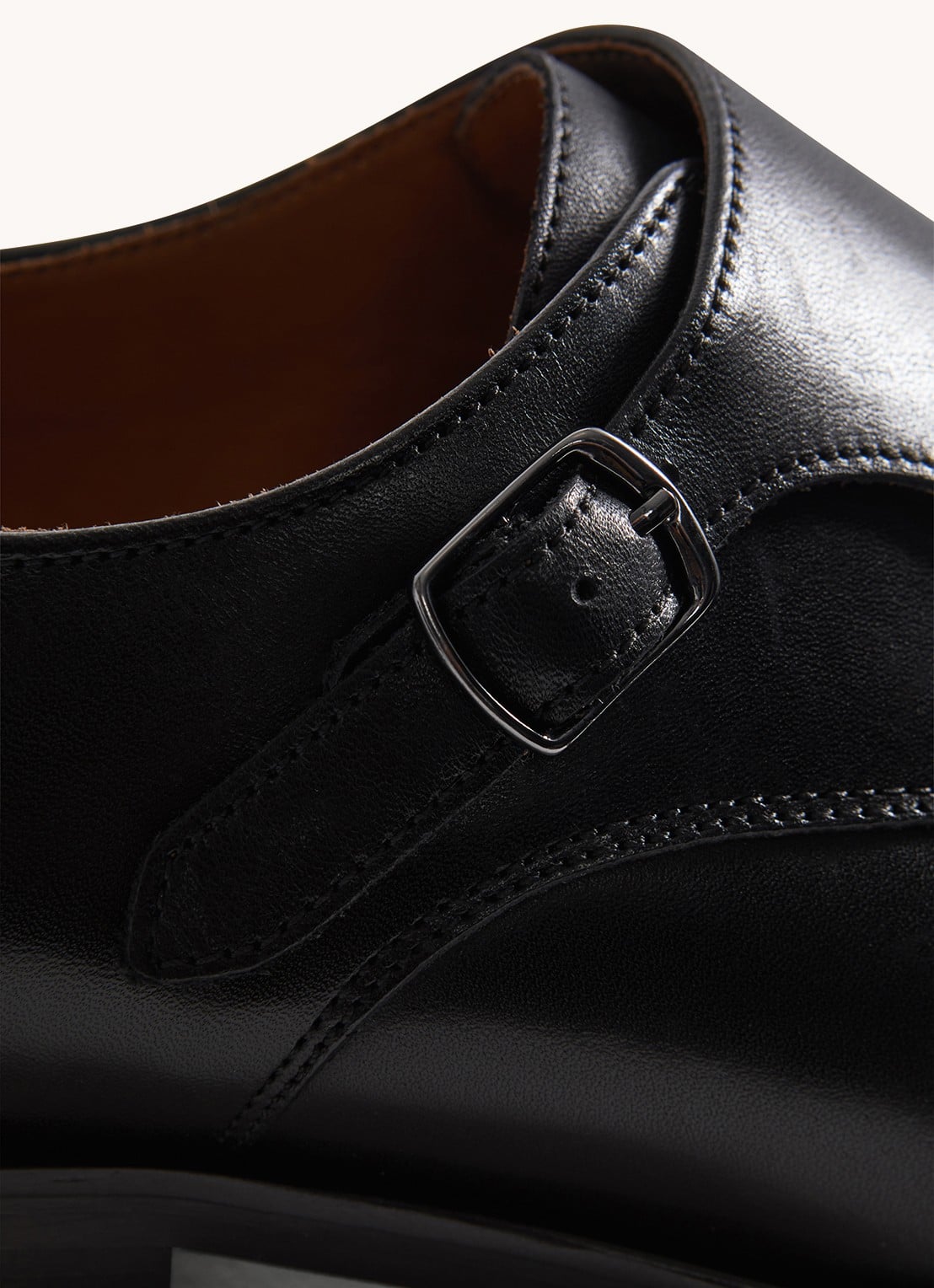 Reiss Amalfi gespschoen van leer - detail black / zwart