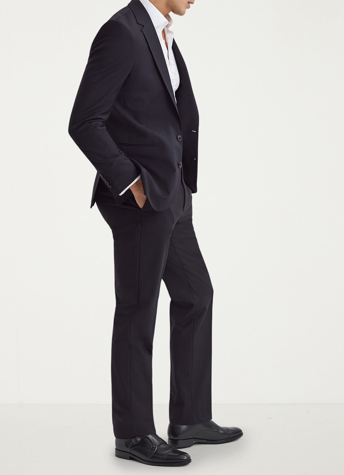 Reiss Amalfi gespschoen van leer - detail 2 black / zwart