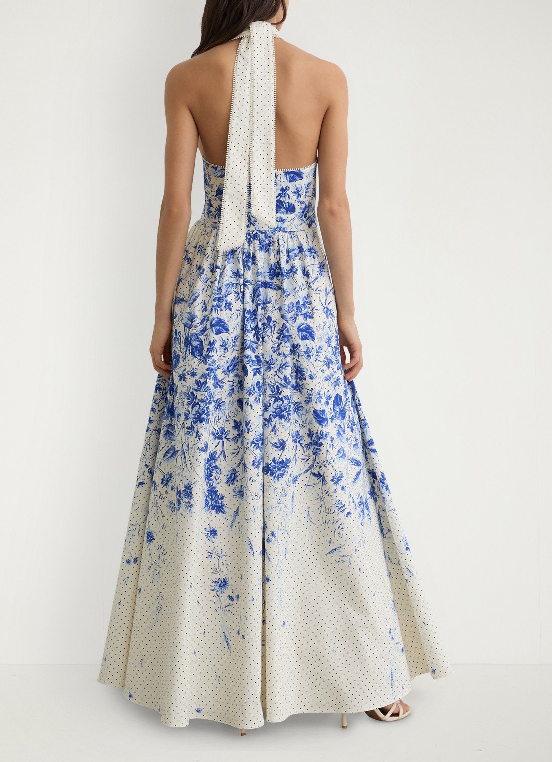 Reiss Amaya maxi jurk met bloemenprint - detail 5 blauw