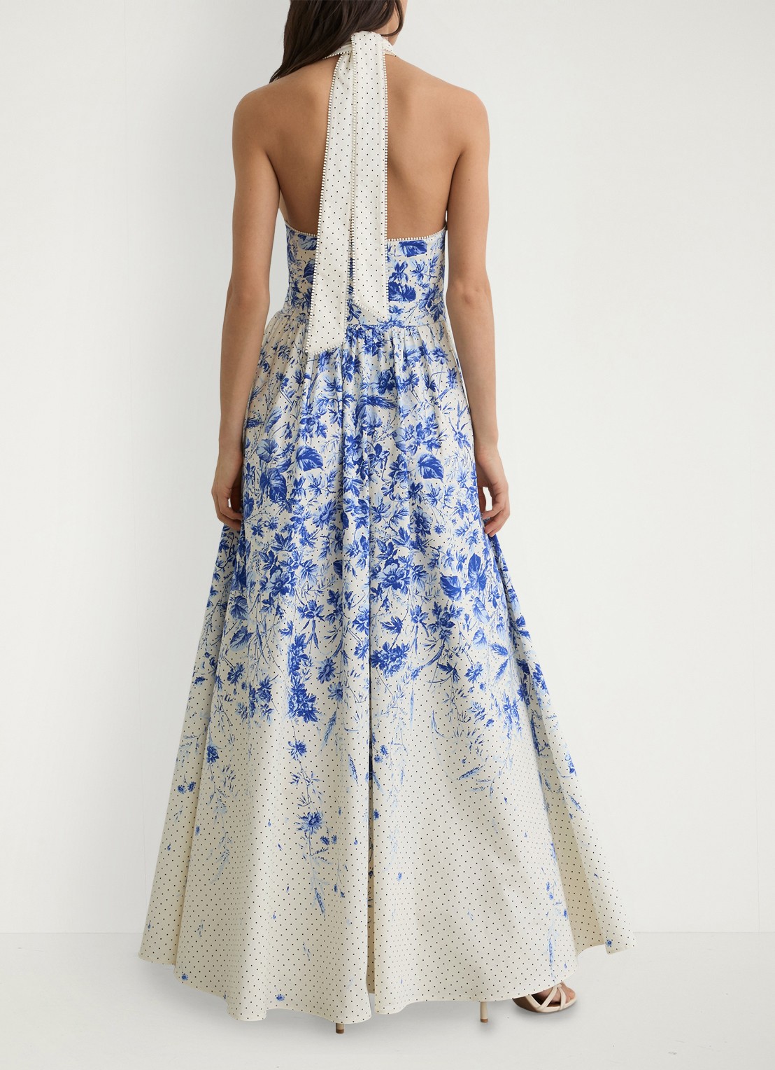 Reiss Amaya maxi jurk met bloemenprint - achterkant 7 ivoor