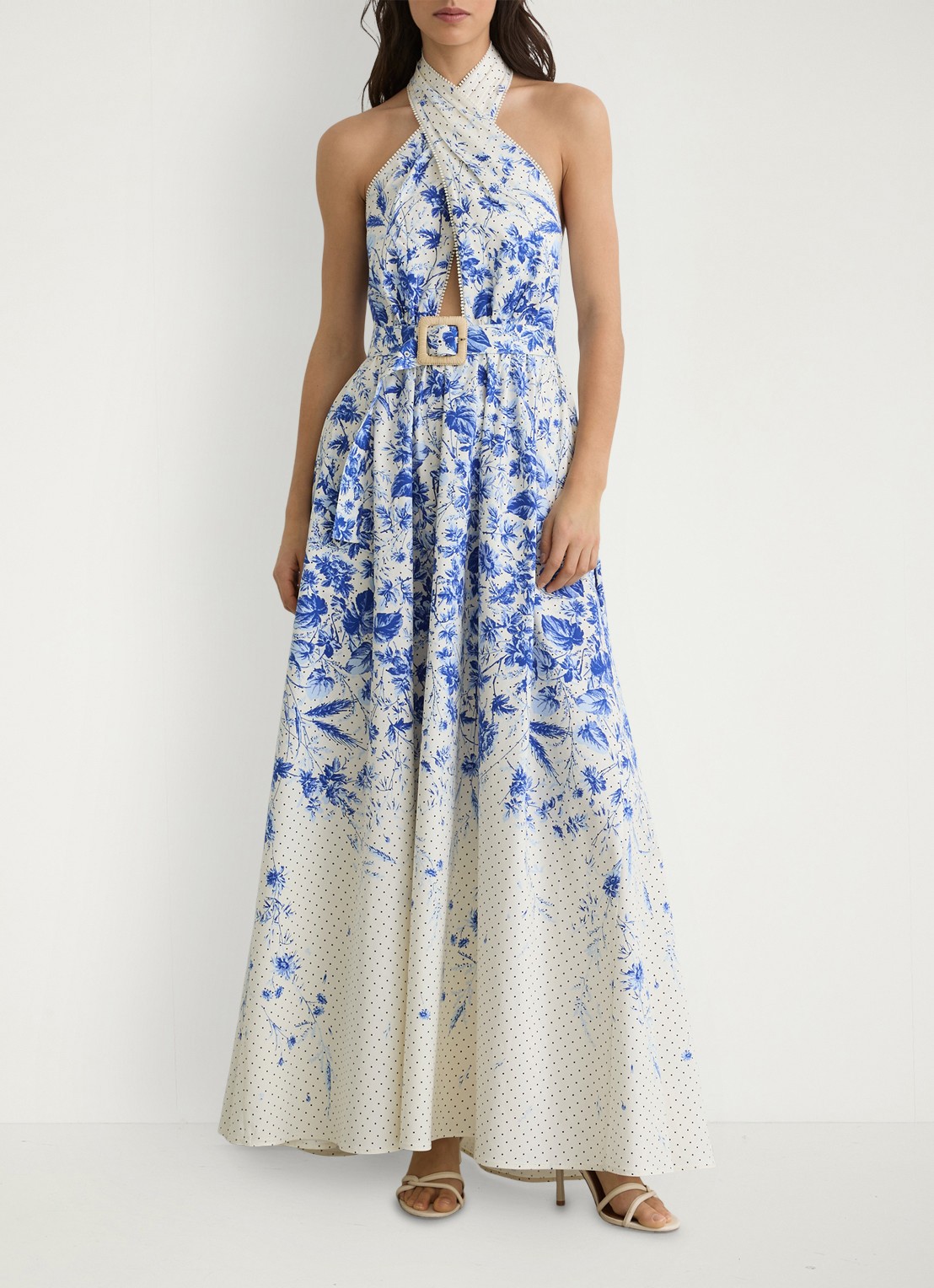 Reiss Amaya maxi jurk met bloemenprint - voorkant 6 ivoor