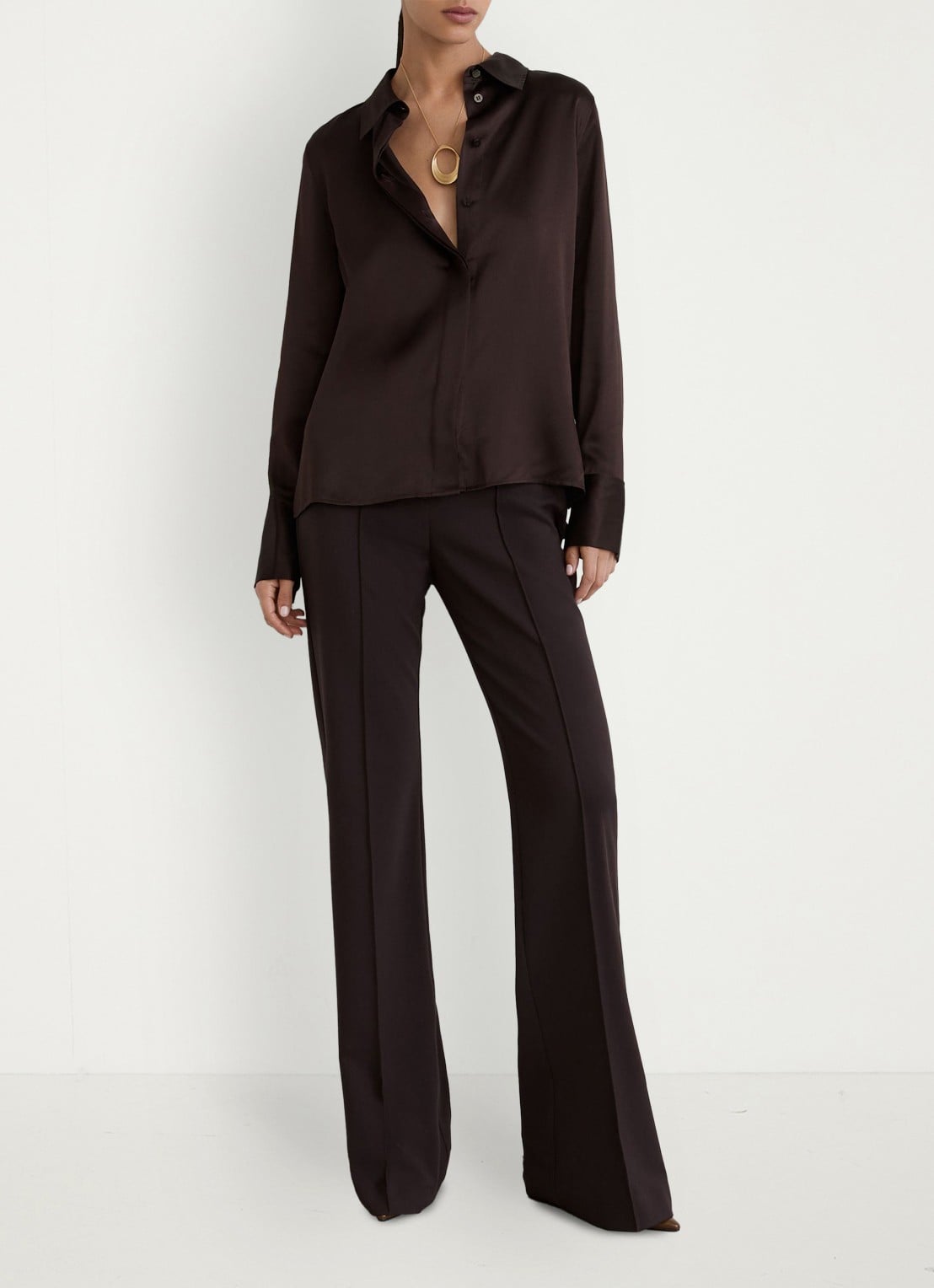 Reiss AMEIRA blouse van satijn  - voorkant 2 aubergine