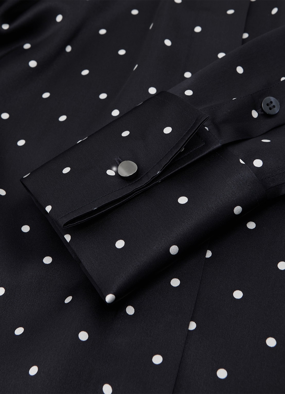Reiss Ameira blouse van zijde met stippenprint - detail 5 donkerblauw