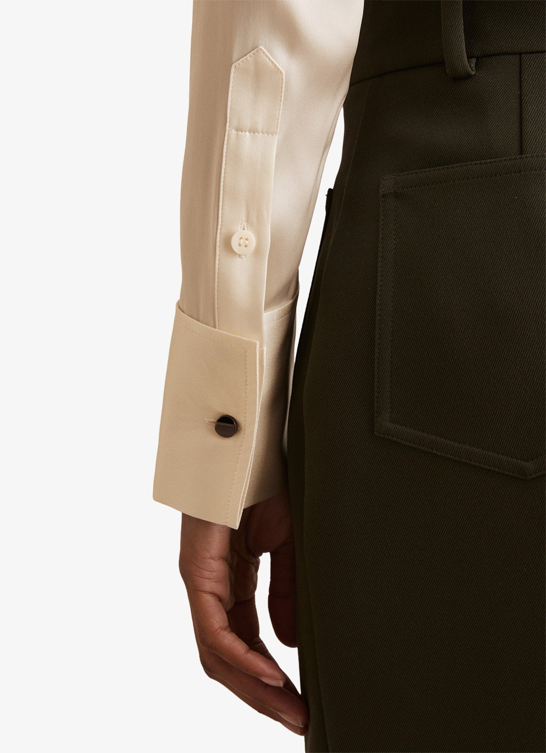 Reiss Ameira blouse van zijde - detail 3 beige