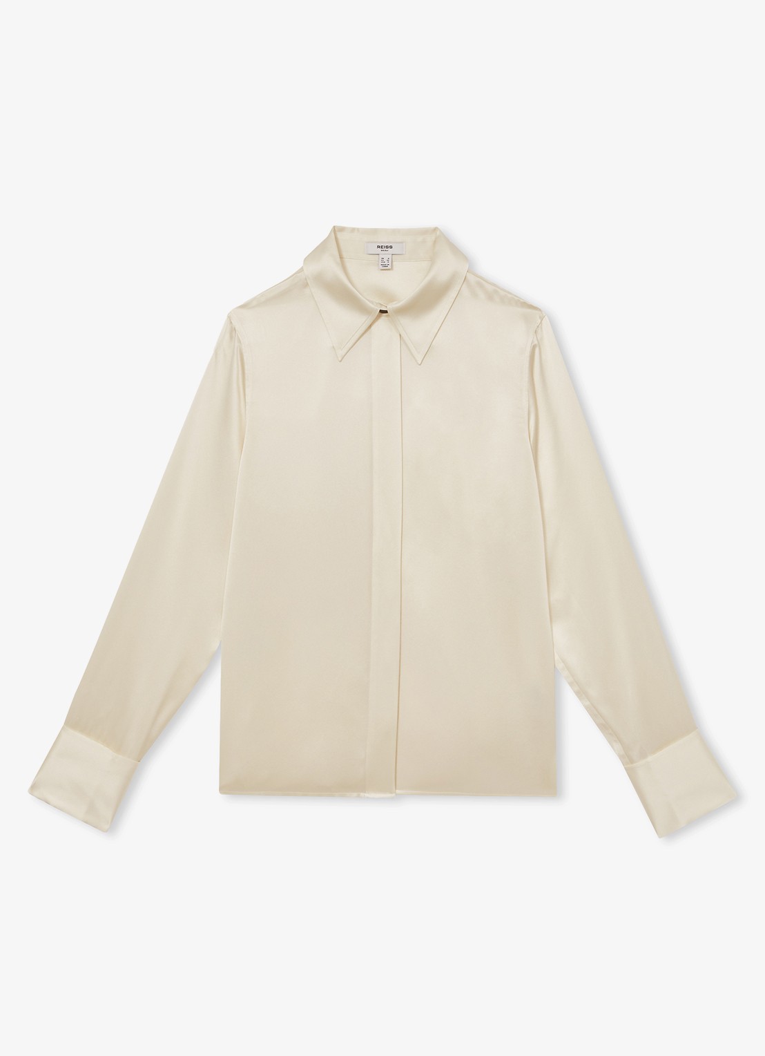 Reiss Ameira blouse van zijde - voorkant 6 beige