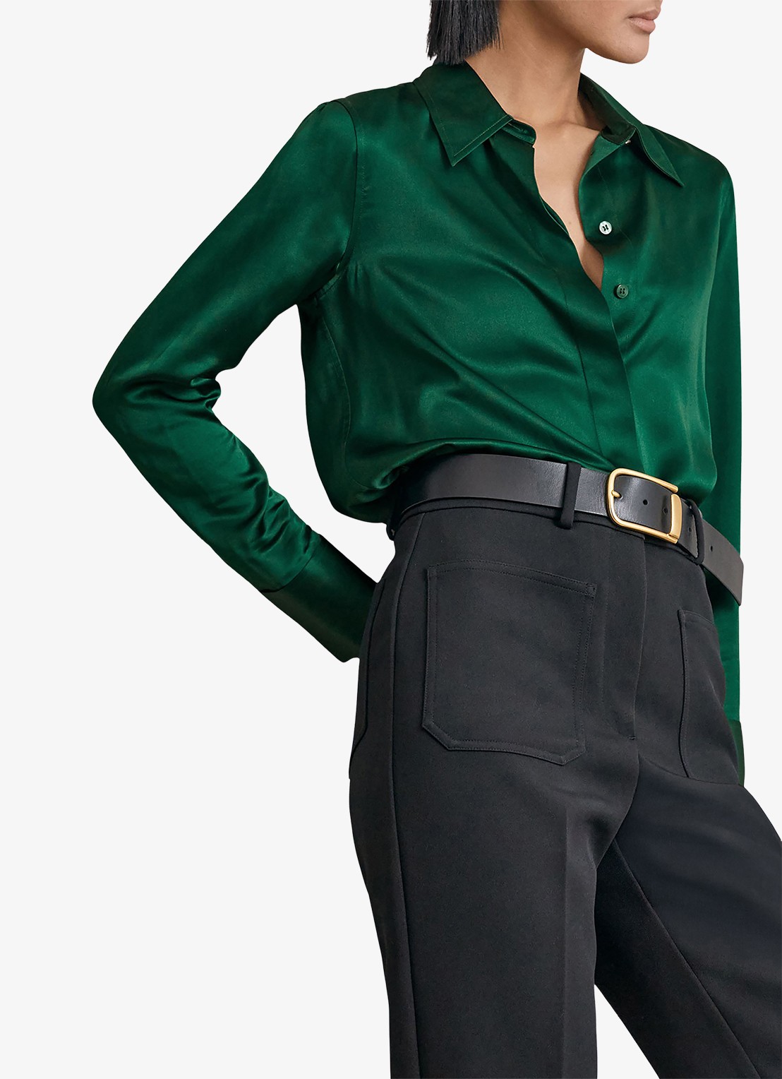 Reiss Ameira blouse van zijde - detail 4 groen