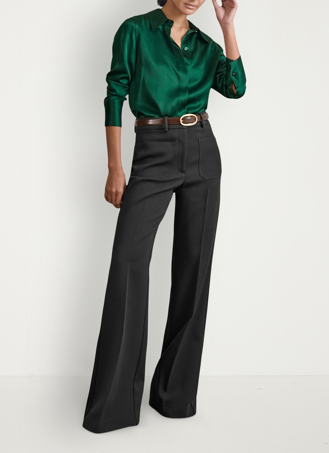 Reiss Ameira blouse van zijde - voorkant 3 groen