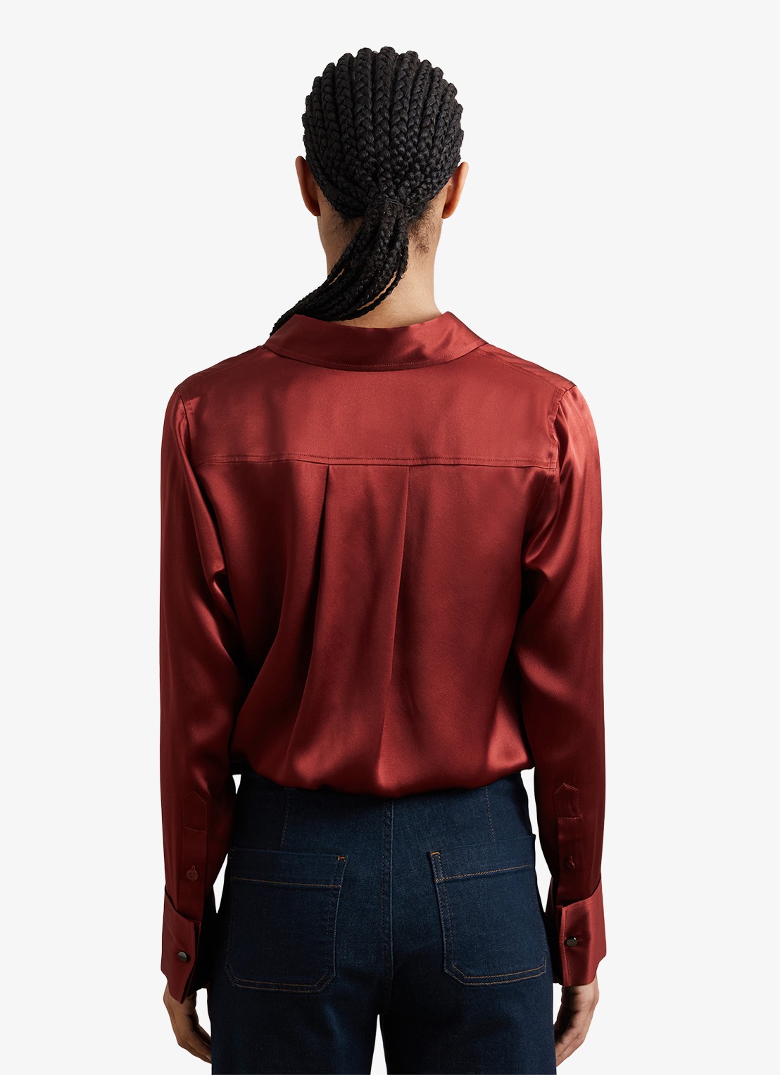 Reiss Ameira blouse van zijde - achterkant 6 donkerrood