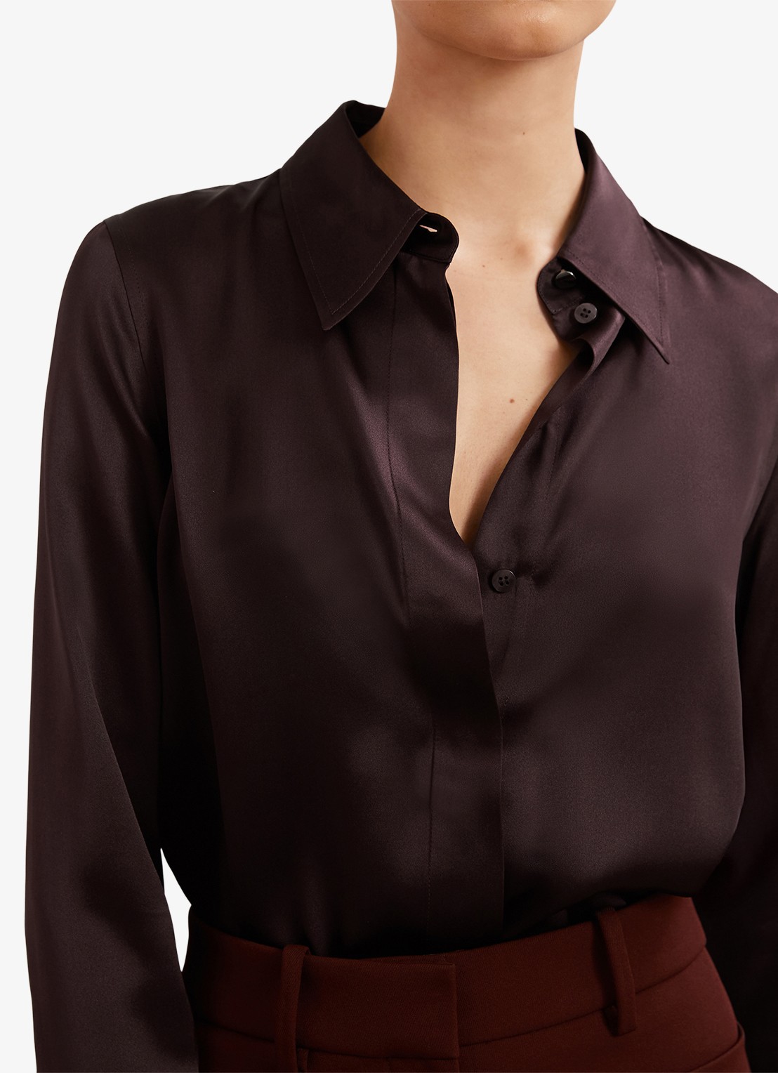 Reiss Ameira blouse van zijde - detail 5 bordeauxrood