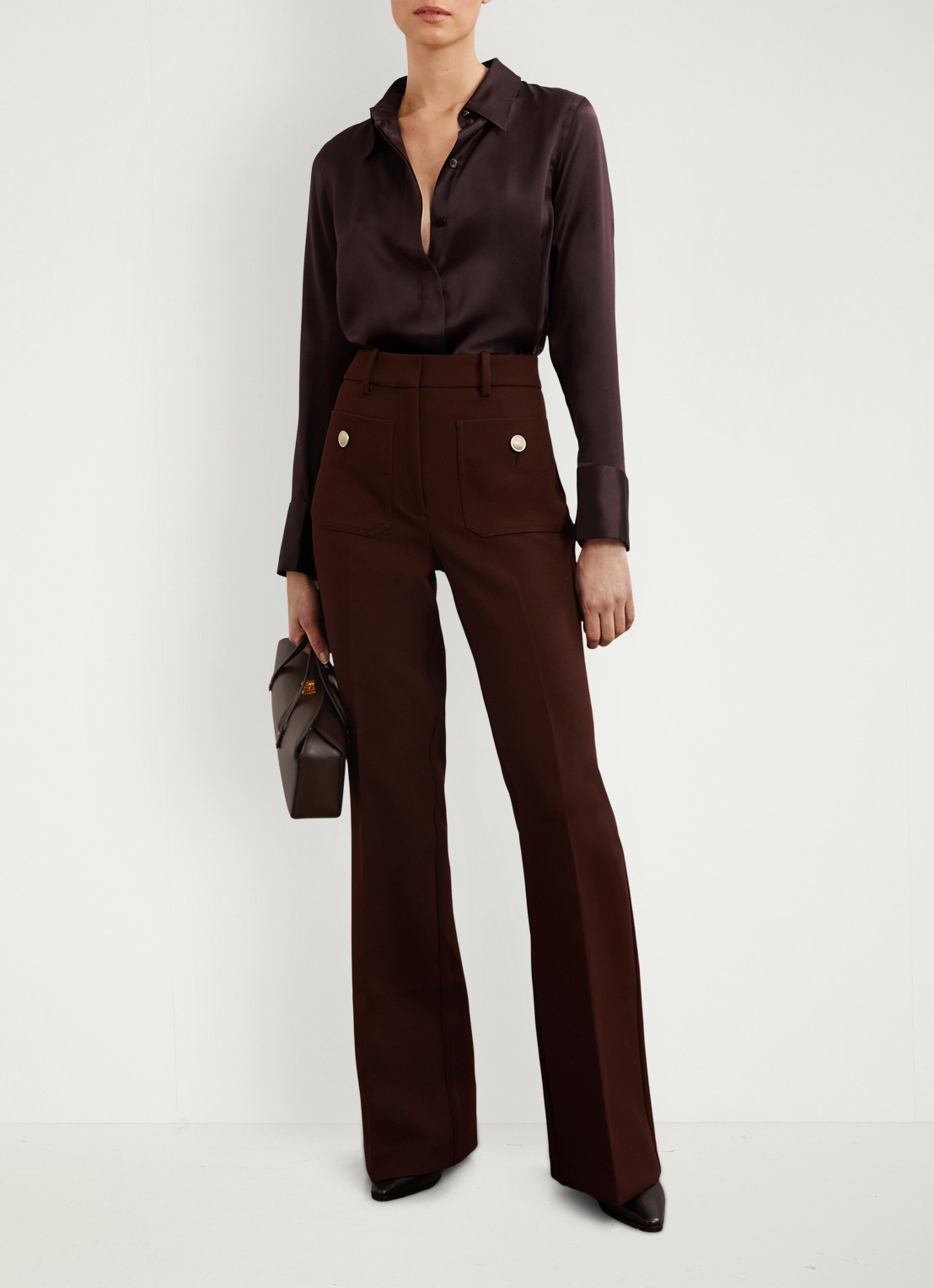 Reiss Ameira blouse van zijde - voorkant 2 bordeauxrood