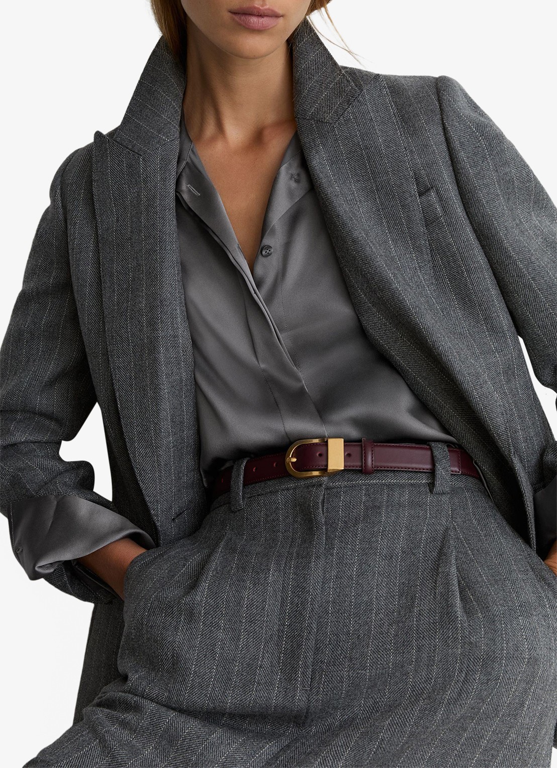 Reiss Ameira blouse van zijde - detail 2 donkergrijs