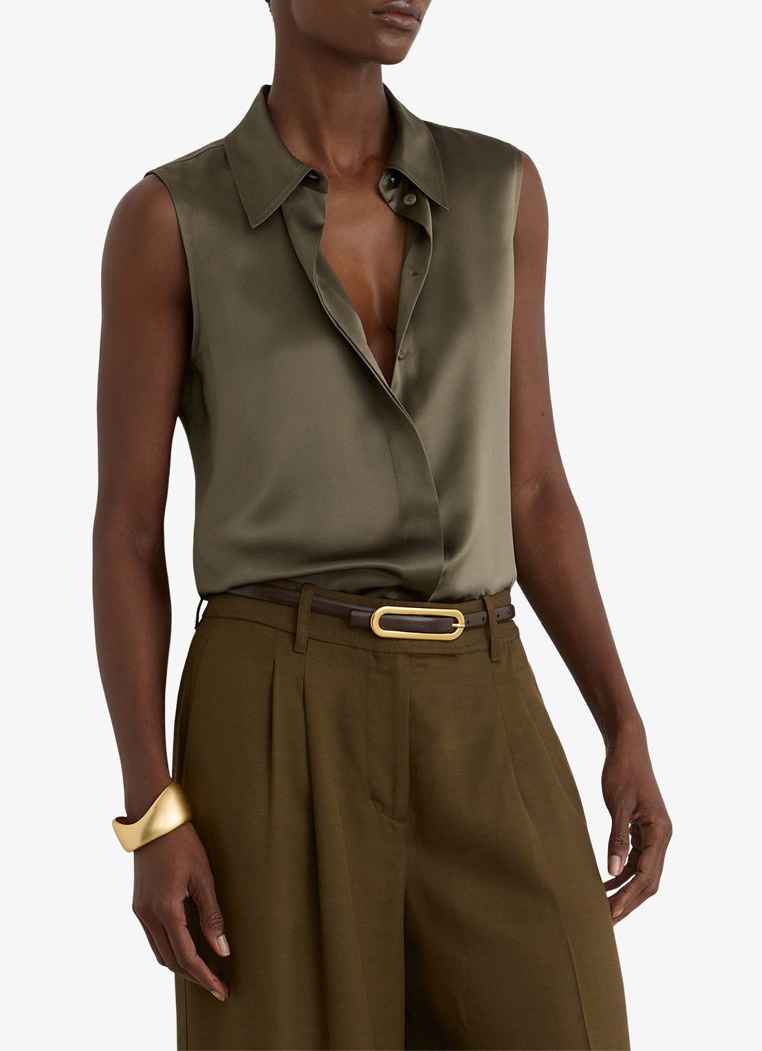 Reiss Amelia blouse van zijde - detail 4 khaki