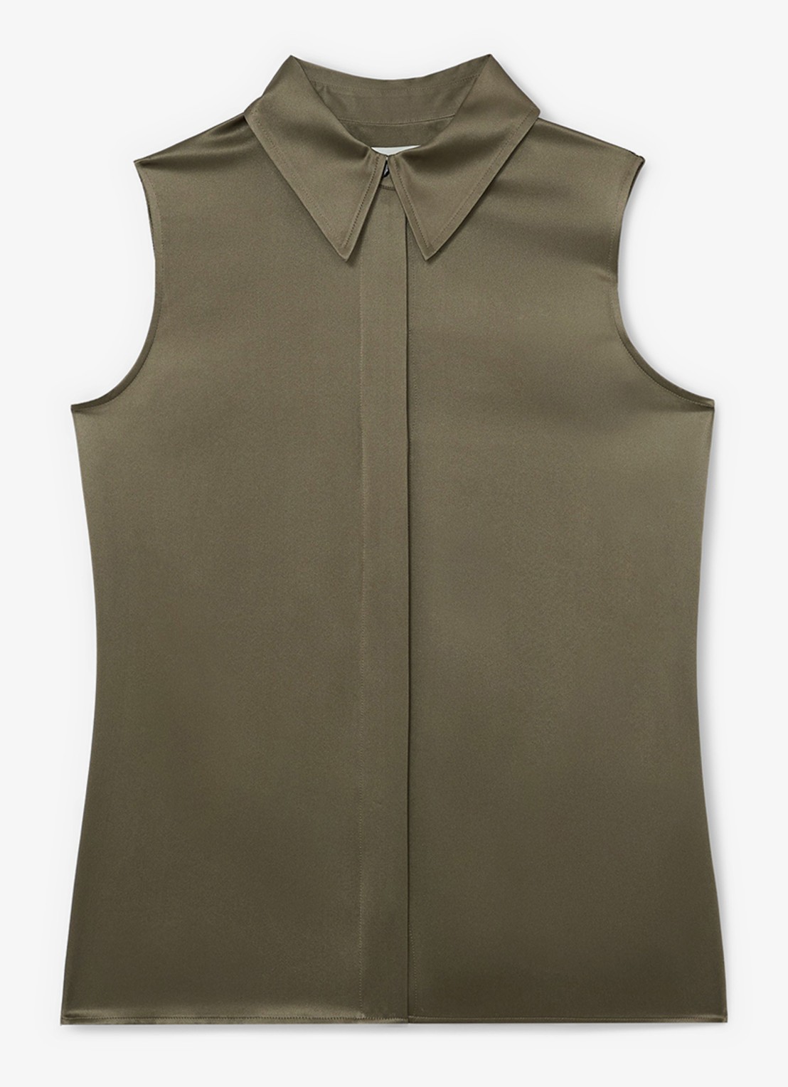 Reiss Amelia blouse van zijde - voorkant khaki