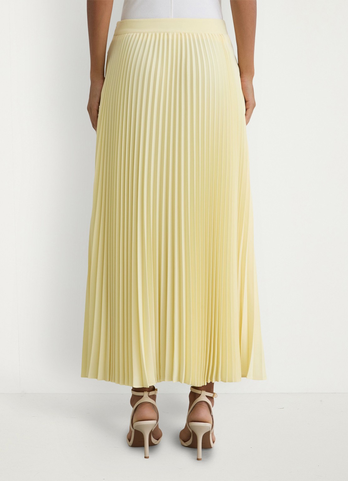 Reiss Amelie midi rok met plooien en ceintuur - achterkant 7 geel