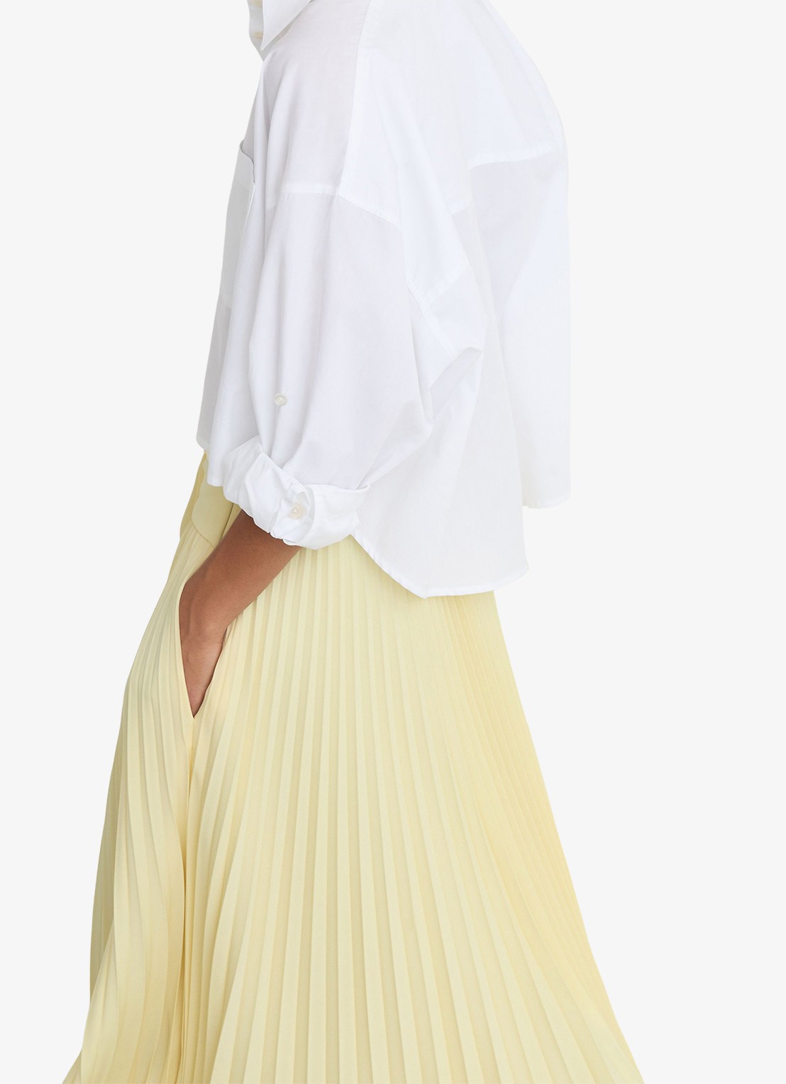 Reiss Amelie midi rok met plooien en ceintuur - detail 4 geel