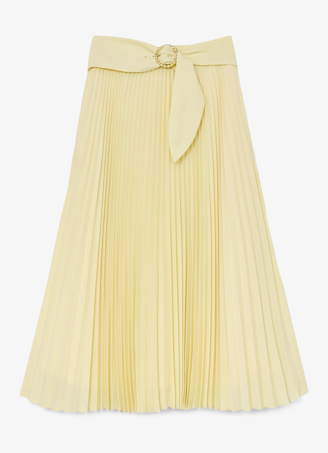 Reiss Amelie midi rok met plooien en ceintuur - voorkant 5 geel